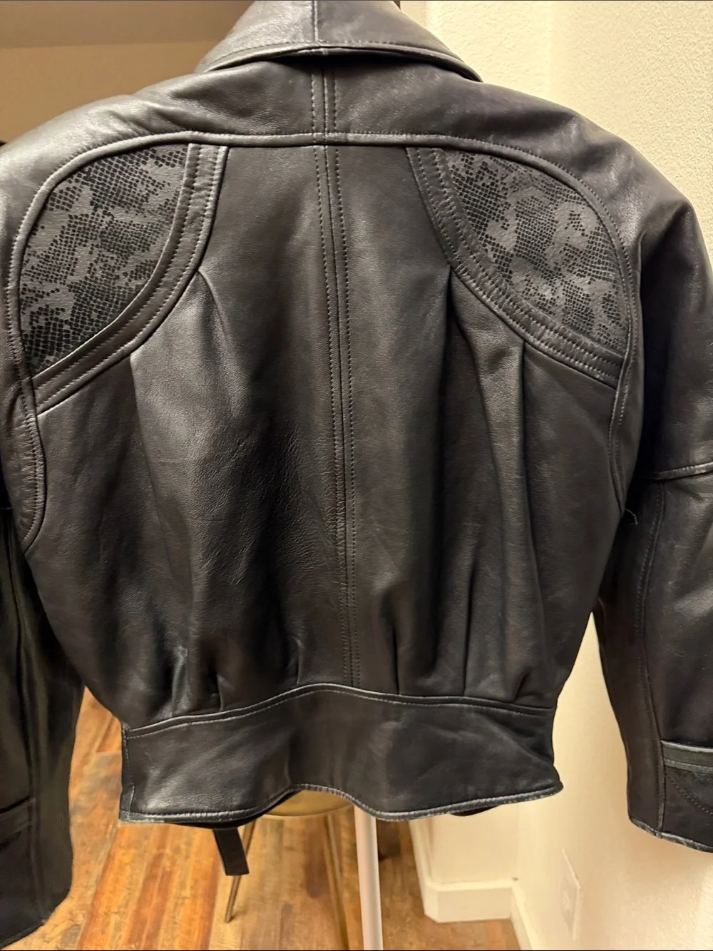 Vintage 80s Pelle Cuir Black Leather Jacket Batwing Avant-Garde M